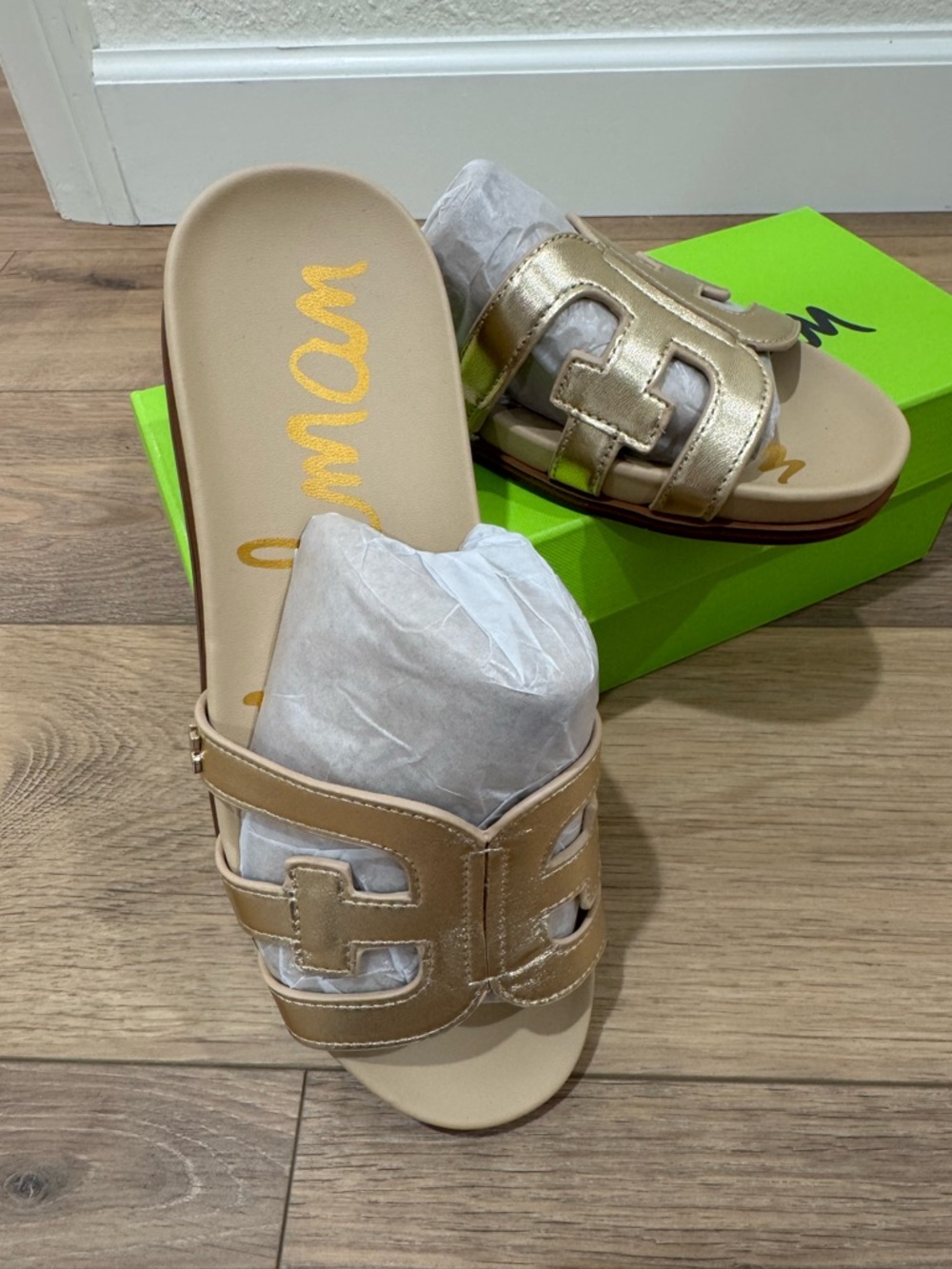 Sam Edelman Metallic Gold Slide Sandals